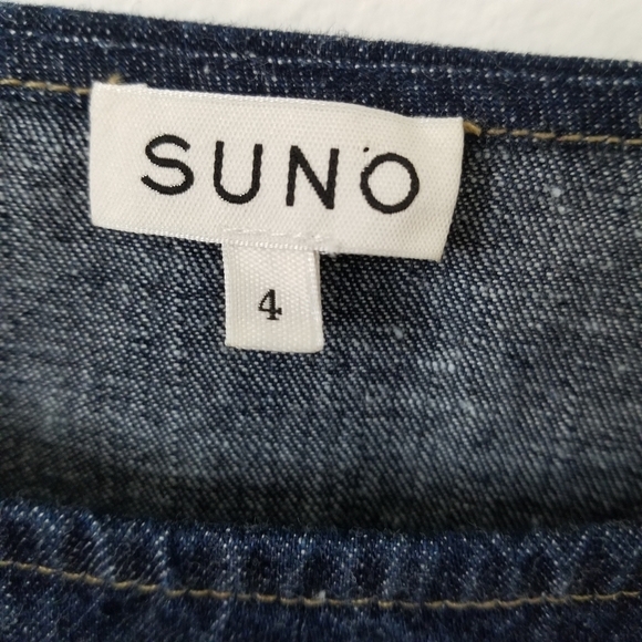 {4} SUNO Denim Trumpet Bell Flared Sleeve Top Gilt Group - Picture 7 of 8